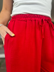 Red Wide Leg Pocket Trousers Claudia