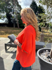 Orange Reverse Seam Knit Georgina