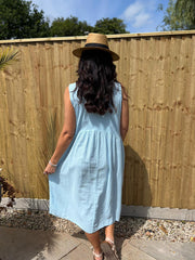 Light Blue Flower Detail Dress Faith