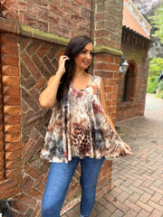 Natural Leopard Floral Vest Isabella
