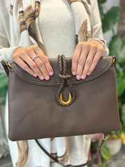 Chocolate Braid Fasten Shoulder Bag
