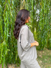 Mocha Crochet Hooded Top Clarice