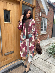 Wine Watercolour Shimmer Cardigan Freya