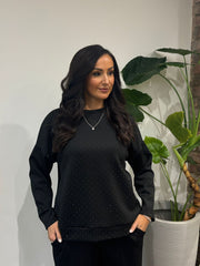 Black Diamante Sweat Top Nina