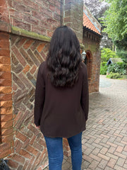 Chocolate Ribbed Drawstring Top Maisie