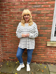 Grey Stripe Long Sleeve Top Yasmin