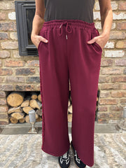 Wine Sequin Velour Trim Joggers Trixie