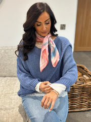 Denim Knitted Wrap Jumper Nell