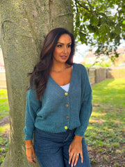Teal Cosy Knit Cardi Sofia