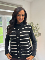 Black Stripe Knitted Waistcoat Emily