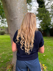 Navy Ribbed Detail Knit Petra