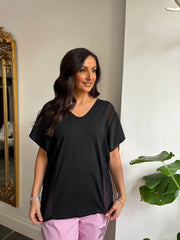 Black Net Side Panel Top Willow