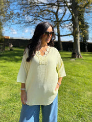 Lemon Boho Daisy Bubble Cotton Top Skye