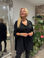 Black Back Pleat Blouse Jackie