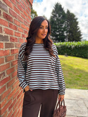 Blue Striped Sweat Top Mollie