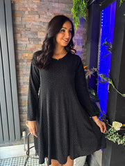 Black Shimmer Diamante Dress Hazel