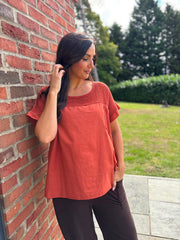 Rust Mesh Detail Top Parker