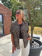 Chocolate Polka Dot Blouse Kathy