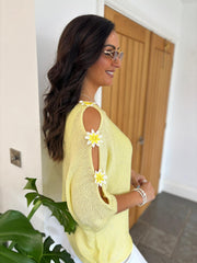 Lemon Daisy Cold Shoulder Knit Alison