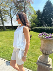 White Sleeveless Tie Detail Top Ashley