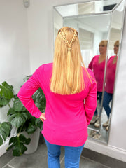 Lipstick Ribbed Long Sleeve Lace V Neck Erin