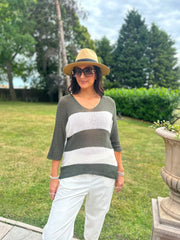 Khaki Striped Knit Rita