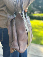 Mocha Multi Fabric Handbag