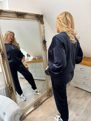 Navy Velour Leisure Set Amelia