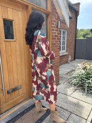 Wine Watercolour Shimmer Dress Freya