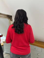 Red Sparkle Roll Neck Susan