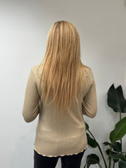 Stone Ribbed Flute Neck Top Charlotte