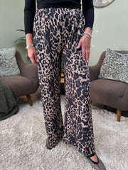 Black Leopard Stripe Wide Leg Trousers