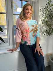 Palm Tree Knit Top Dawn