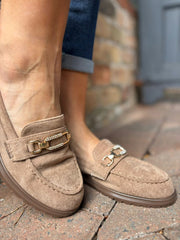 Mocha Faux Suede Chain Loafer