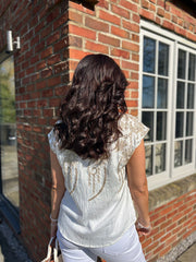 White Flower Embroidered Shirt Presley
