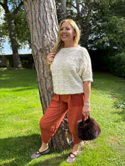 Cream Short Sleeve Chevron Knit Kenna