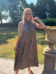 Sparkle Leopard Halter Neck Dress Alyssa