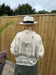 Khaki Coastal Print Shirt Elsa