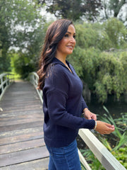 Navy Open Collar Jumper Rhea