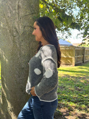Grey Polka Dot Knit Natalie