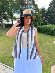 Navy Striped Sleeveless Blouse Lola