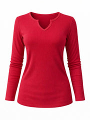 Wine Ribbed Long Sleeve Top Emma