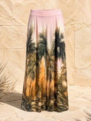 Pink Palm Tree Wide Leg Trousers Maya