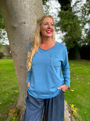 Denim Stud Pocket Top Serena