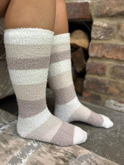 Mocha Cosy Striped Knee High Socks
