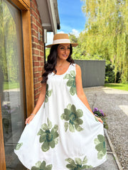 Khaki Floral Print Dress Yvonne