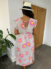 Stone Bubble Cotton Sunburst Dress Florence
