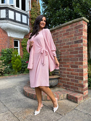 Pink Textured Tie Dress Corrina
