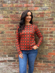 Rust Tartan Super Soft Round Neck