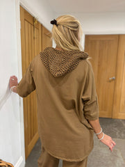 Camel Crochet Hooded Top Clarice